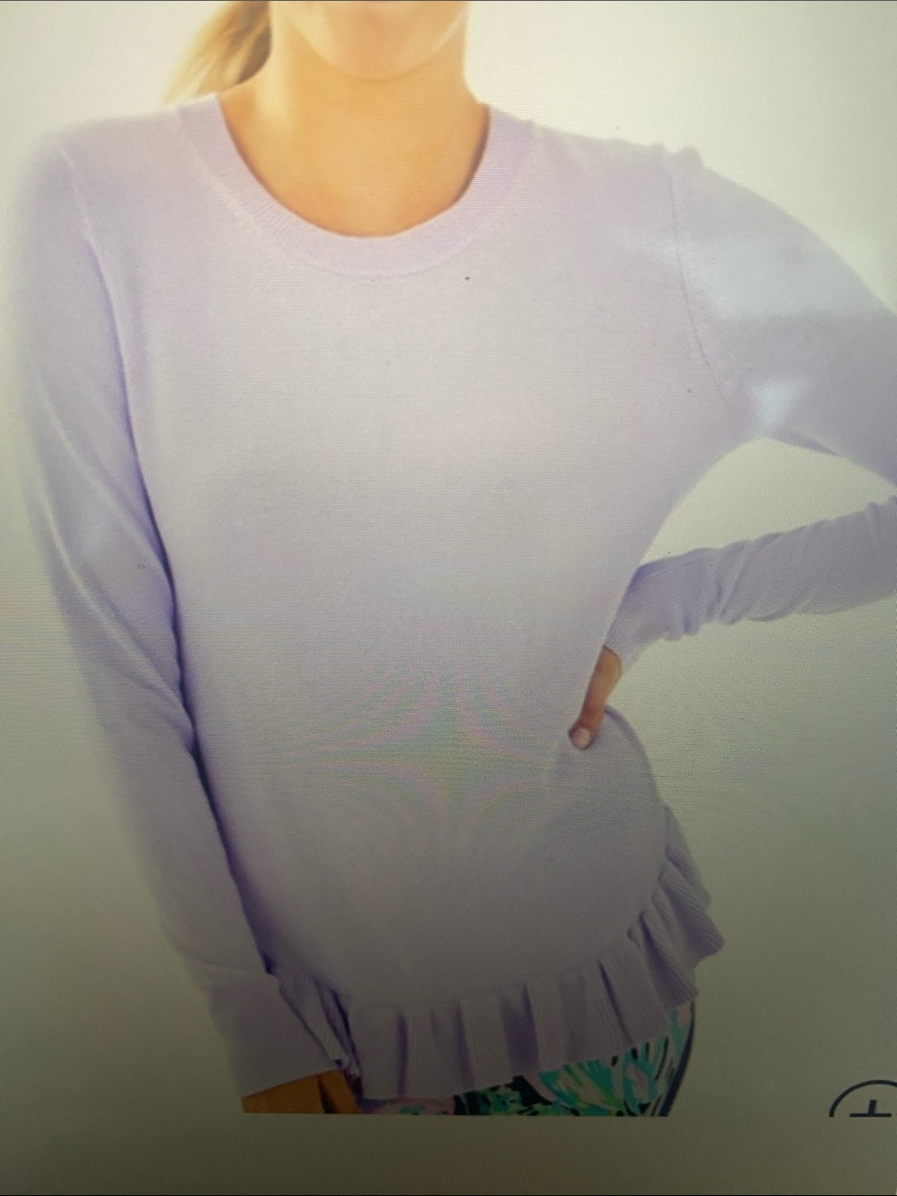 NWT Lilly Pulitzer ESTELA Lavender Ruffle-Hem Crew Sweater Small